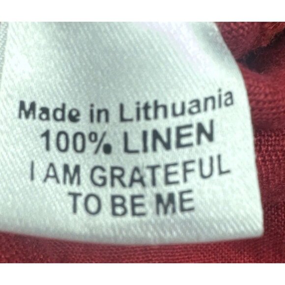 FLAX Women’s Red Linen Lagenlook Elastic Waist High Rise Pull On Pants Sz L - Picture 6 of 11